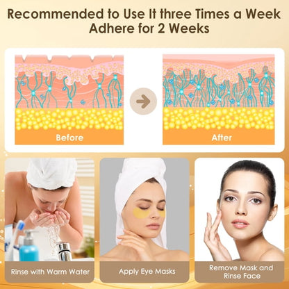 2PCS-24K Gold Eye Mask Collagen Eye Mask Patches for Hydrating and Firming, Reduce Fine Line, Eye Bags, Wrinkles and Dark Circles