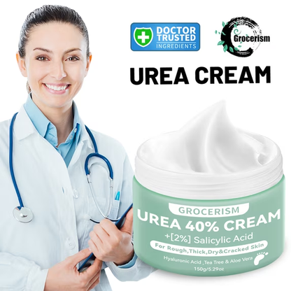 2 Packs Urea Cream 40 Plus Salicylic Acid 5.30 oz || Foot Cream and Hand Cream, with Hyaluronic Acid, Tea Tree, and Aloe Vera, Callus Remover and Cracked Heel Repair Care