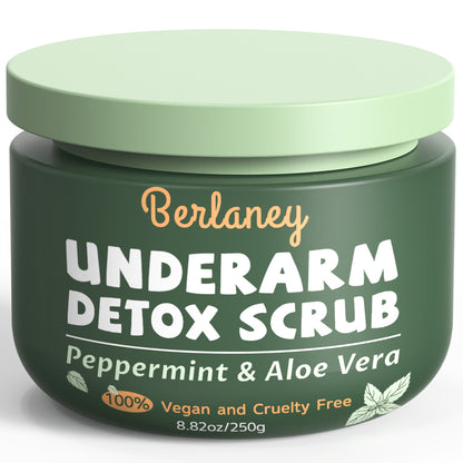 Berlaney Armpit & Body Detox Scrub-Natural Exfoliating Scrub with Shea Butter & Coconut for Odor Removal, Deep Cleansing-8.82oz