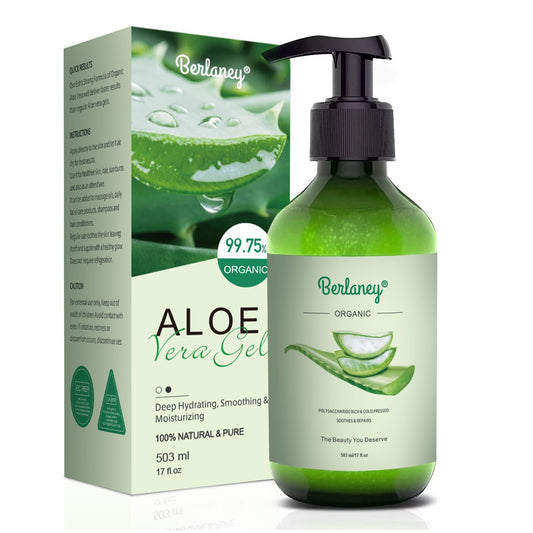 Aloe Vera Gel - 99% Pure Organic - Soothes sunburn and hydrates face, body, scalp and hair - Calms and moisturizes after sun exposure