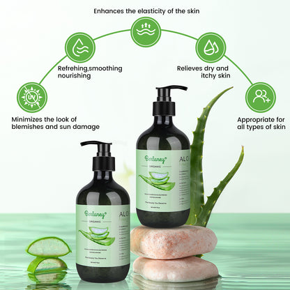 Aloe Vera Gel - 99% Pure Organic - Soothes sunburn and hydrates face, body, scalp and hair - Calms and moisturizes after sun exposure