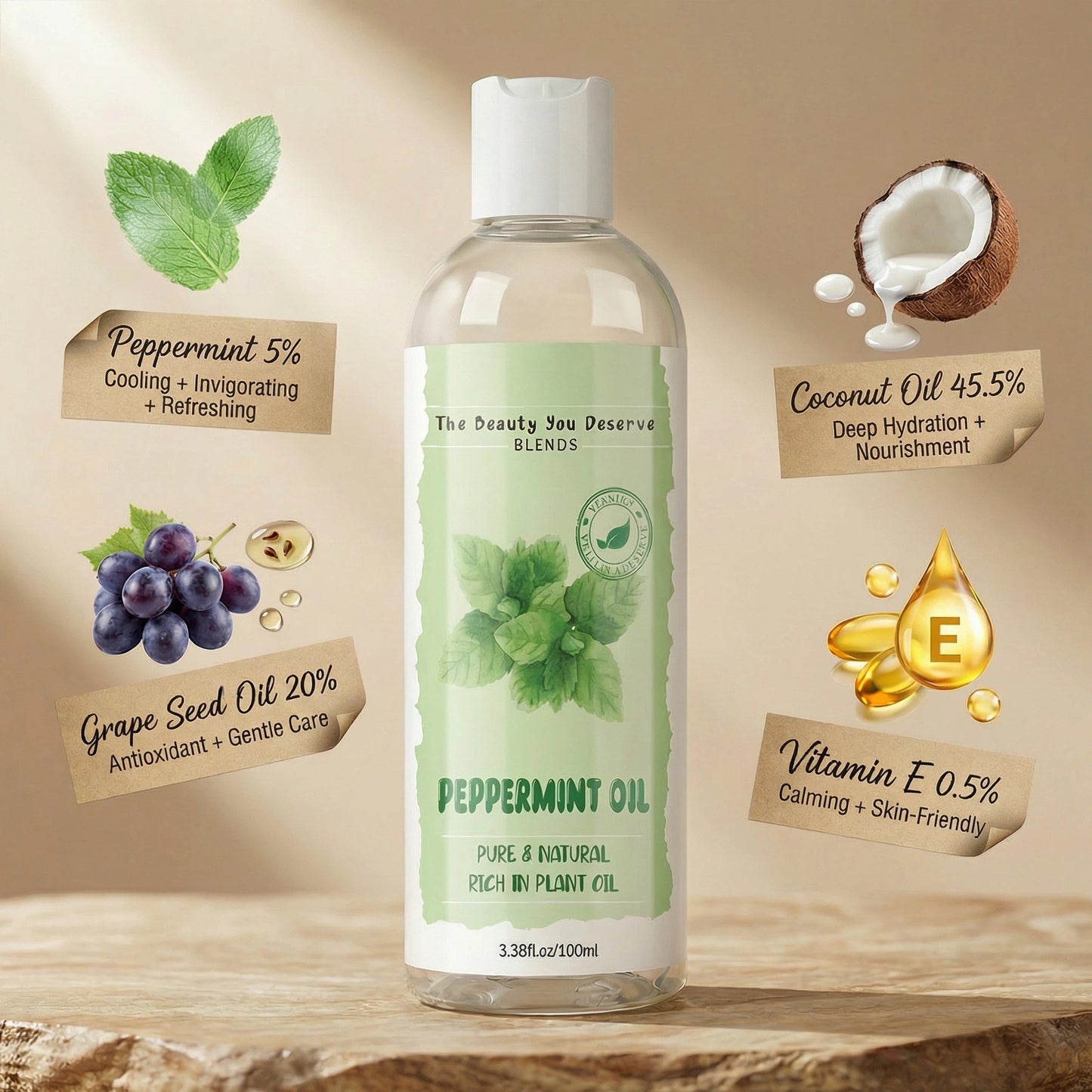 Grocerism 100% Pure Natural Peppermint Essential Oil - Premium Grade for Diffusers, Skin, Aromatherapy & Massage - Essential Oil - 100ml