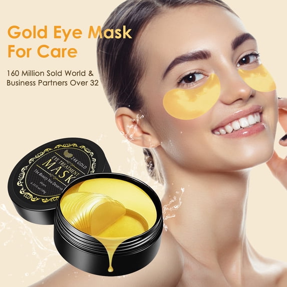 2PCS-24K Gold Eye Mask Collagen Eye Mask Patches for Hydrating and Firming, Reduce Fine Line, Eye Bags, Wrinkles and Dark Circles