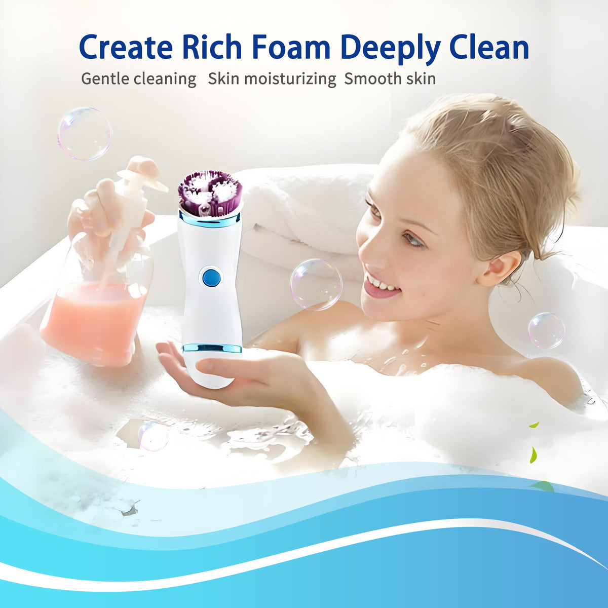 Facial Cleansing Brush IPX6 Waterproof Heads,Electric Face Spin Brush for Exfoliating,Oil makeup, Pores， Massaging and Deep Cleansing