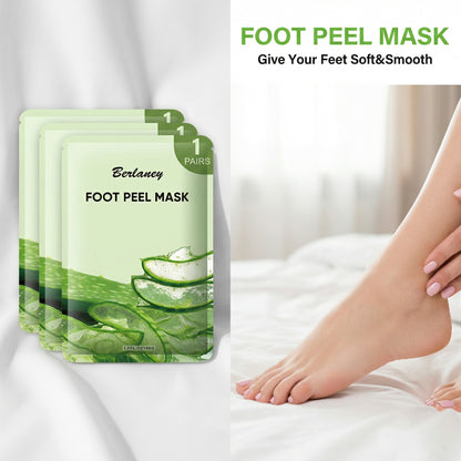 Berlaney Foot Peel Mask, 3 Pairs/Box, Gentle Exfoliation for Rough Feet, Dry Cracked Heels Repair, Unisex Fit, At-Home Foot Spa Care
