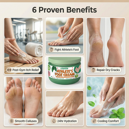 Berlaney Athlete Foot Cream - Tea Tree & Aloe, Itch & Fungal Relief, Dry Cracked Heel Repair, 8.82oz